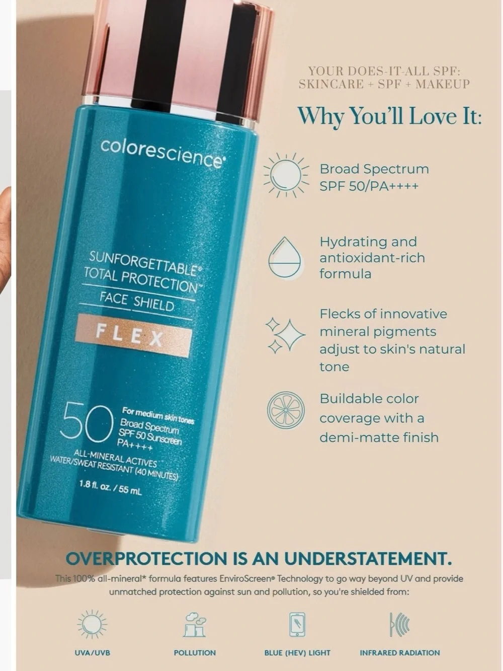 Sunforgettable Total Protection Face Shield FLEX SPF 50 - Teal